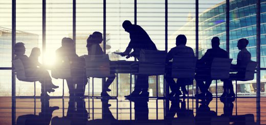 Back Lit Business People Discussion Cityscape Meeting Concept