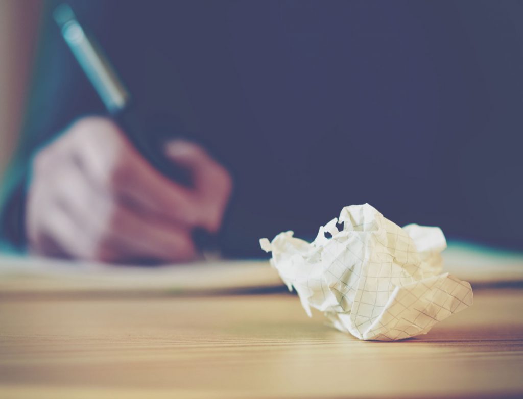 Paper ball during writing