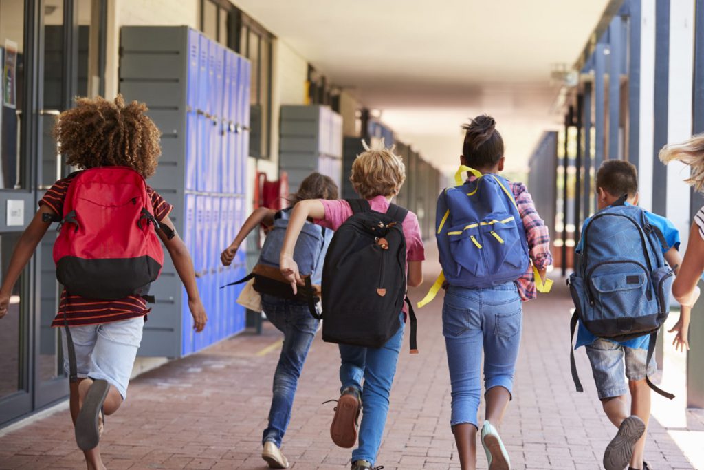 School kids running <a href=