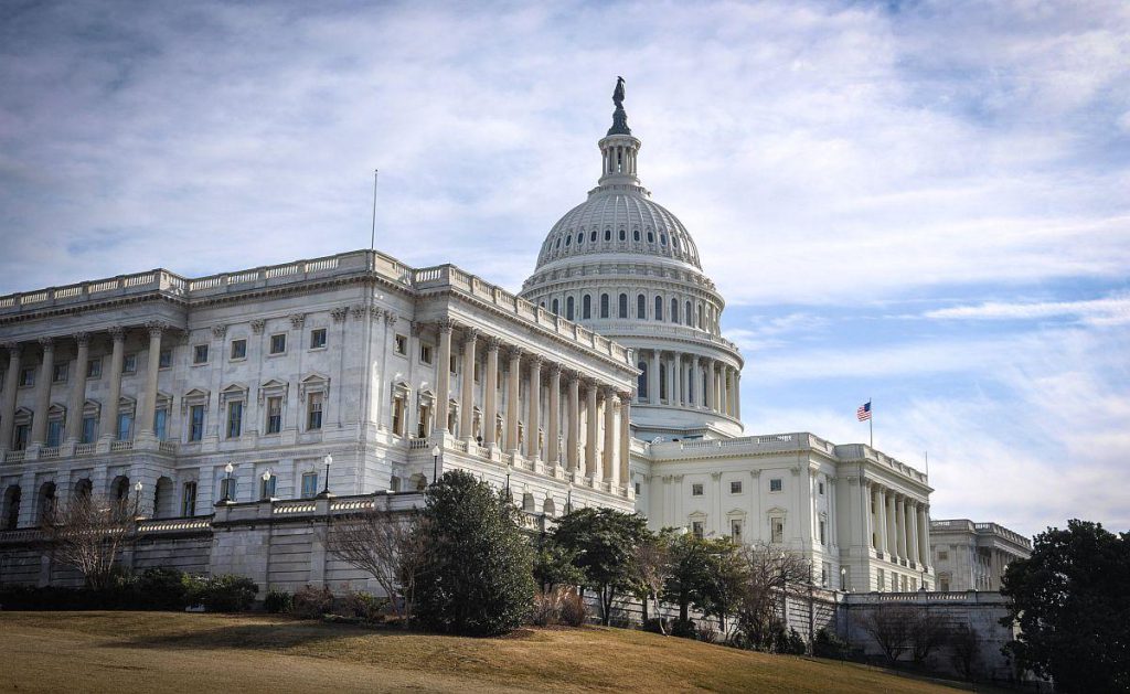 U.S. Capitol building; federal leaders and unions concept