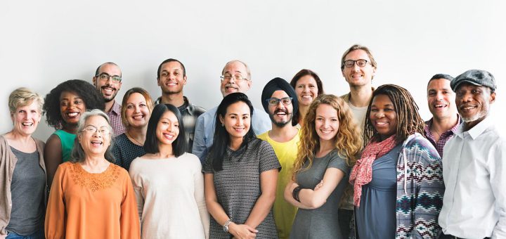 group of smiling workers; national unions labor movement concept