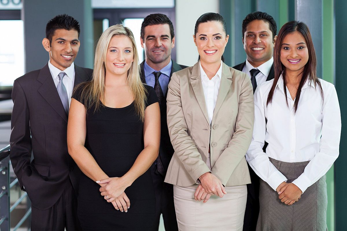 group portrait of professional workers; new labor movement concept