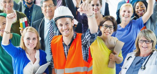 Workers cheering victory; state legislative victories concept