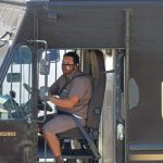 UPS driver in a truck; UPS workers concept
