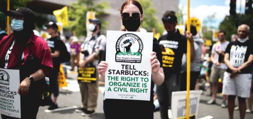 Workers protest Starbucks; support workers concept